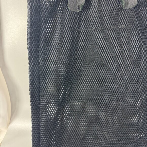 David Galan Black Mesh Material with Black Leather Straps Large Tote Bag - Picture 5 of 10